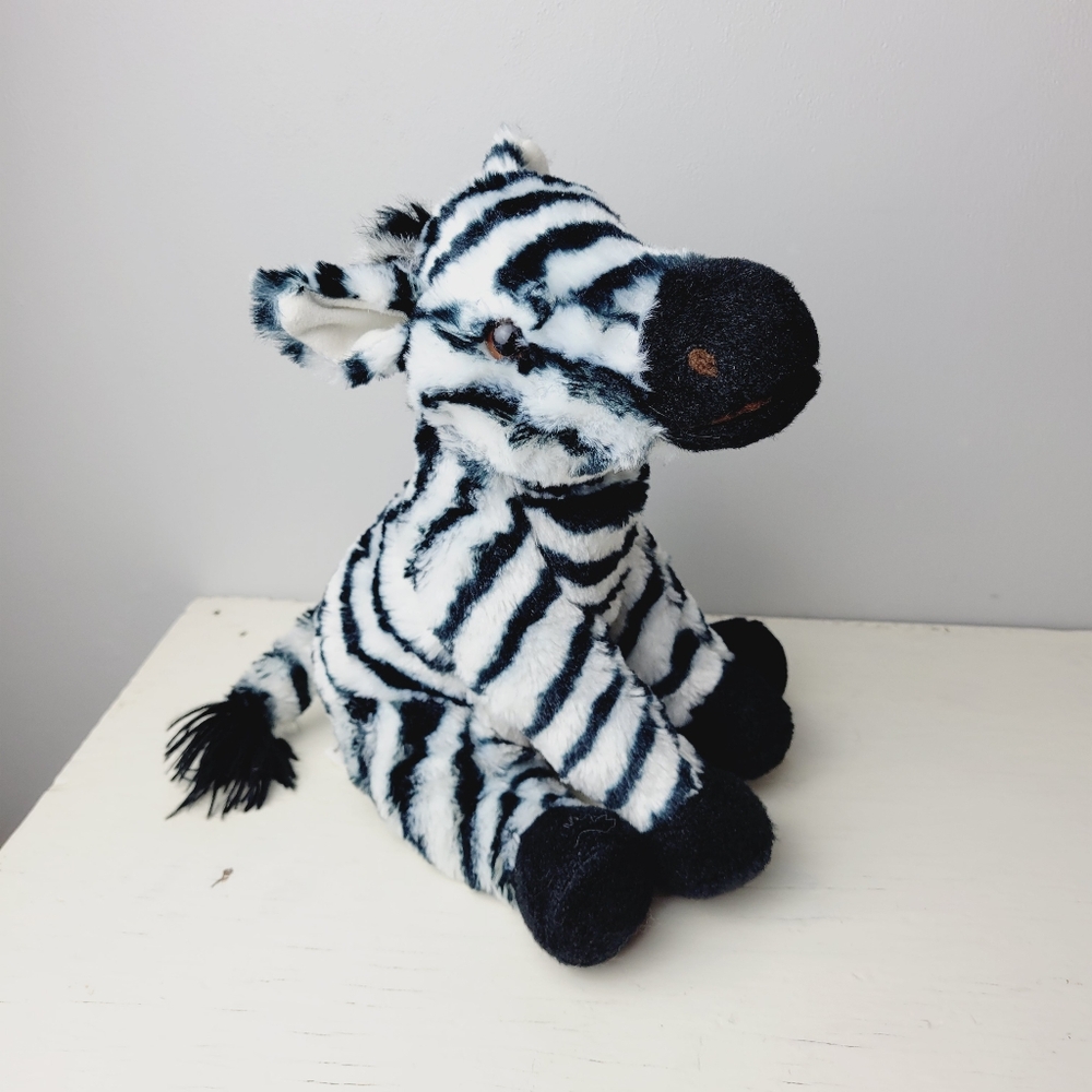Adventure Planet Zebra Stuffed Zoo Animal Plush Black White Striped 10" Soft